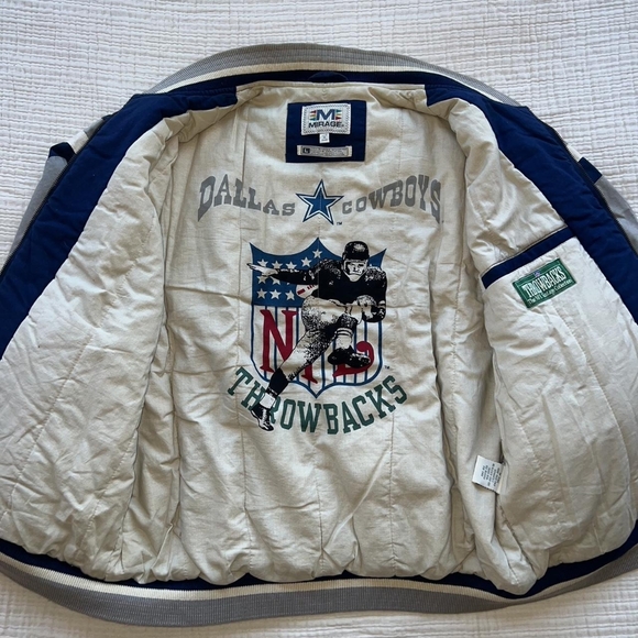 📣Vintage NFL Mirage Unisex DALLAS 🏈 COWBOYS ⭐ Varsity Bomber Jacket 🧥 Coat L - Picture 6 of 7